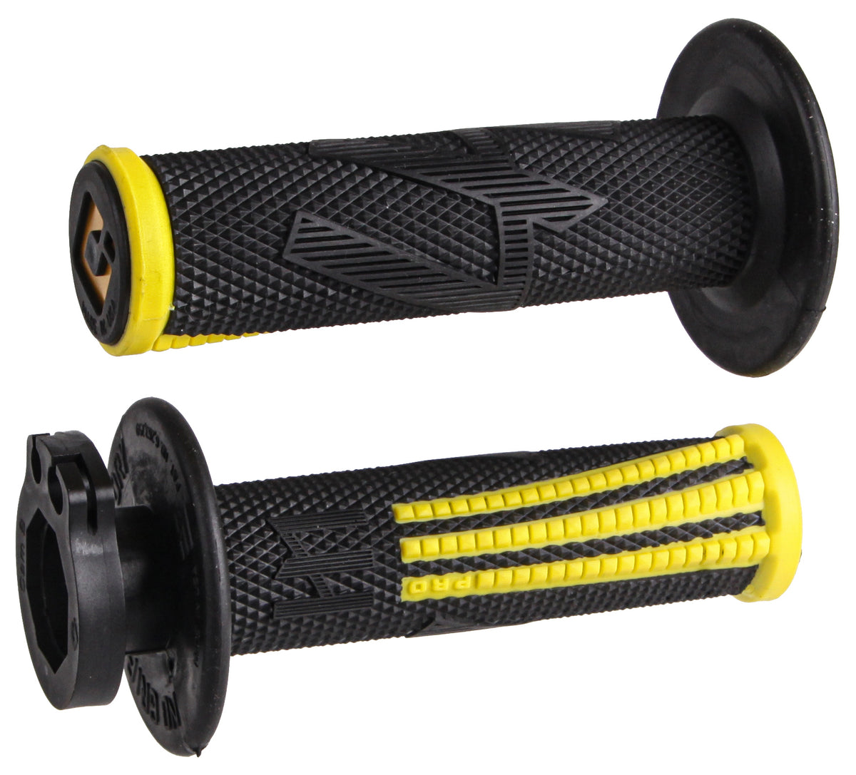 ODI Emig Pro V2 lock-on grips in black and yellow