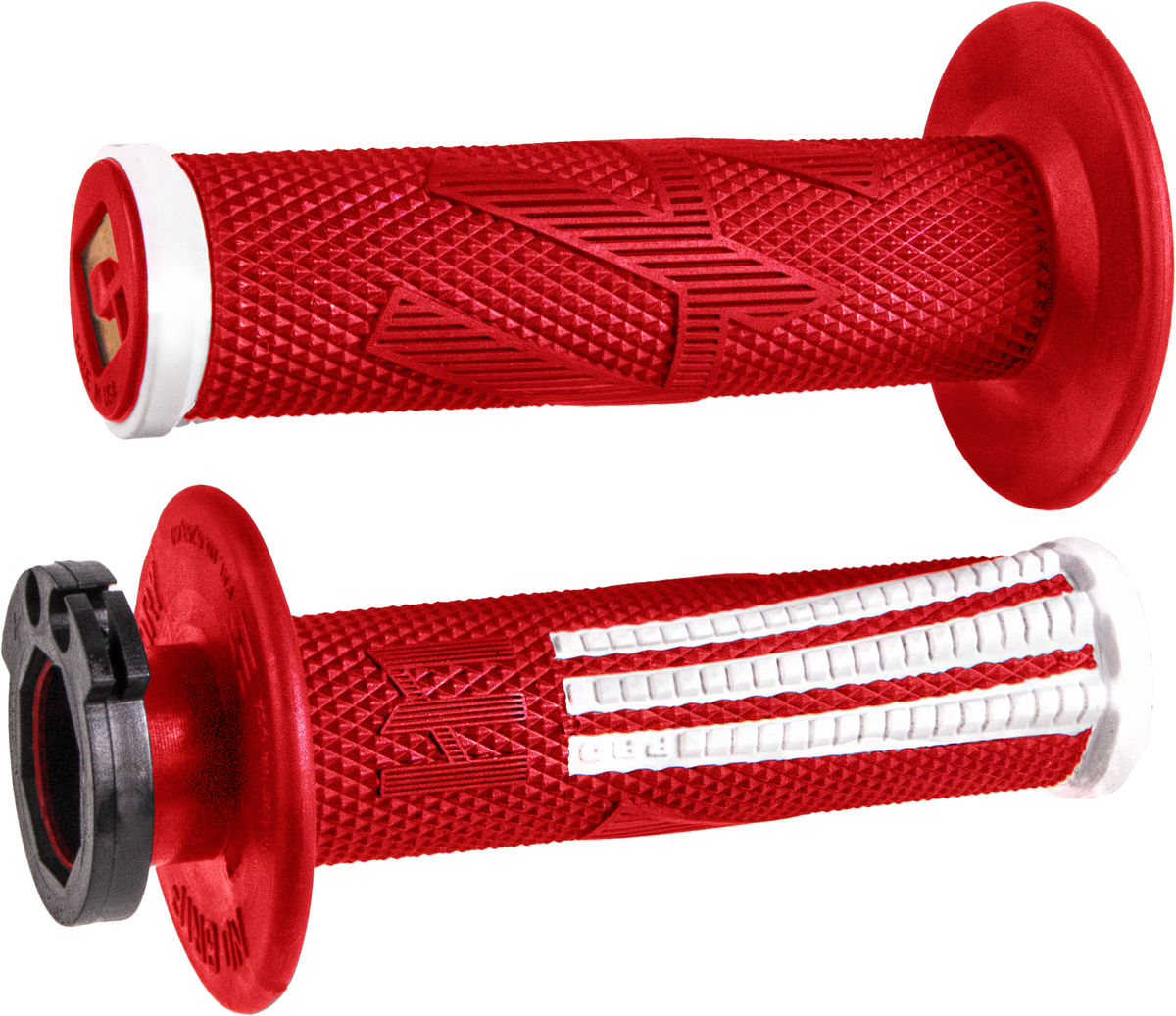 ODI Emig Pro V2 lock-on grips in red and white