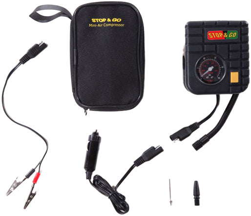 Stop & Go 12V Mini Air Compressor with case and leads, part RCP