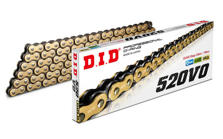 DID 520VO professional O-ring chain in gold with its box