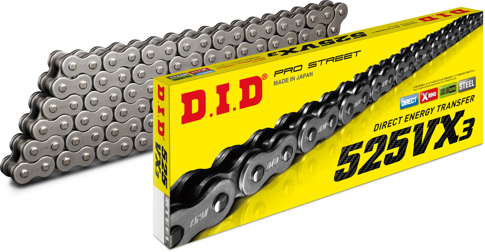 DID 525VX3 X-ring chain in natural steel
