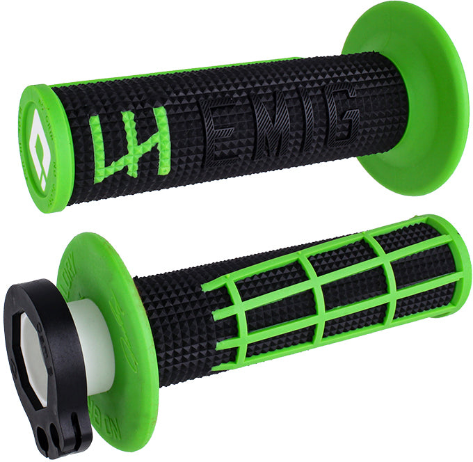 ODI Emig 2.0 V2 lock-on grips in black and green