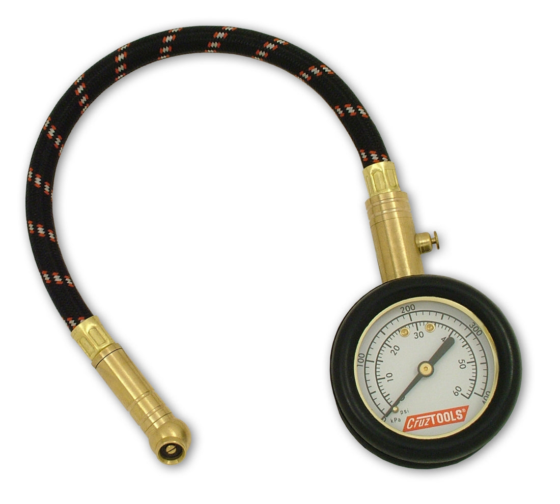 Cruz Tools TirePro dial tire gauge with hose and boot, part DTPG1