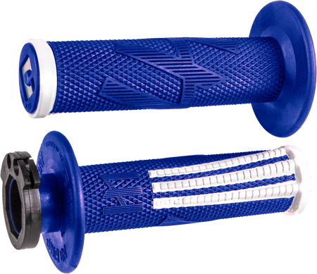 ODI Emig Pro V2 lock-on grips in blue and white