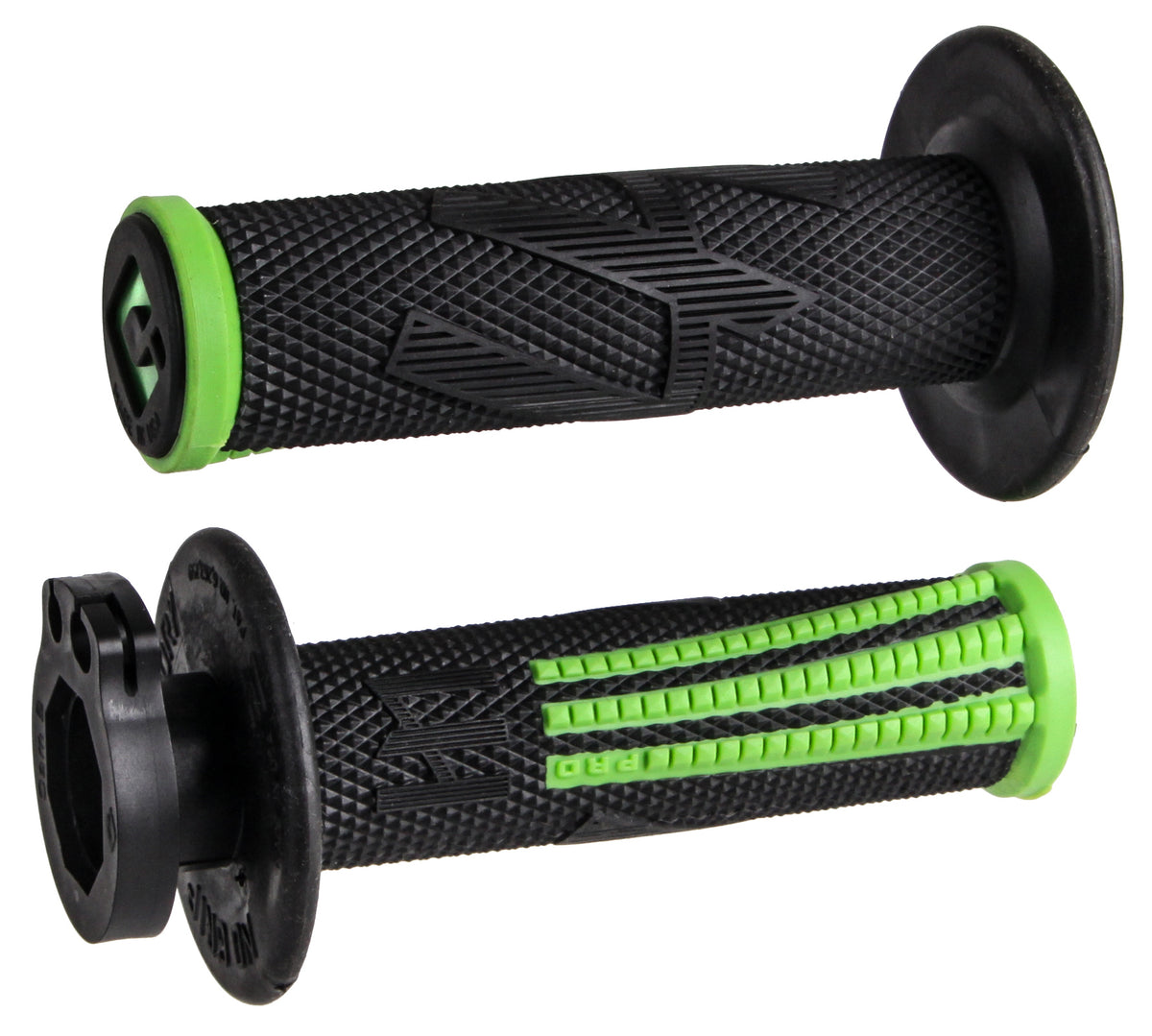 ODI Emig Pro V2 lock-on grips in black and green