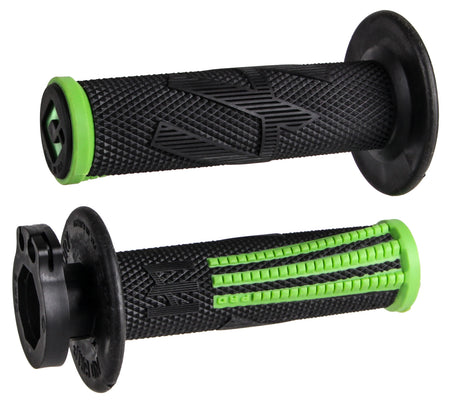 ODI Emig Pro V2 lock-on grips in black and green
