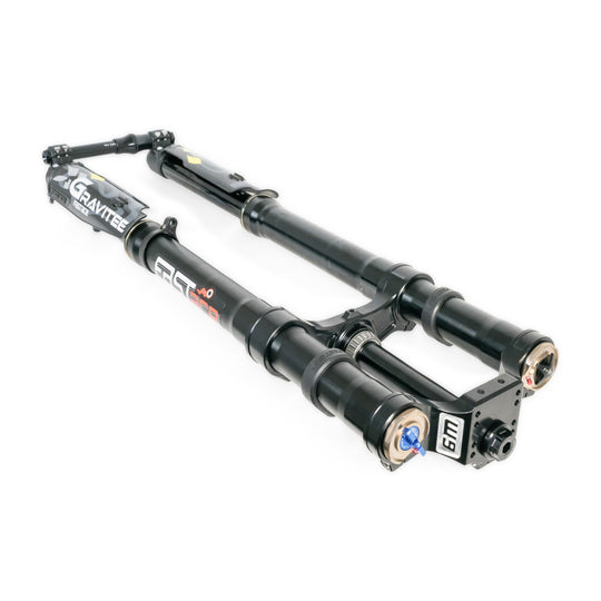 FastAce Gravitee AHX12RVP e-moto fork in black with Warp 9 drop crown triple clamps