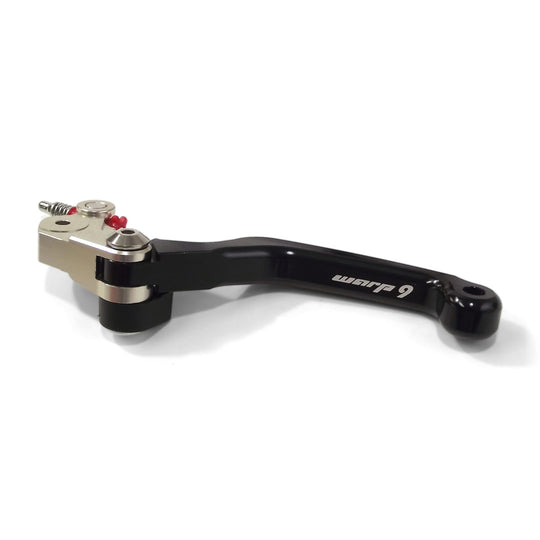 Warp 9 Flex folding brake lever in black for Honda, Kawasaki, Suzuki, Yamaha, GasGas, Husqvarna and Royal Enfield