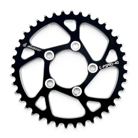 Warp 9 E-Ride Pro rear sprocket in black with lightening cutouts, 40 tooth