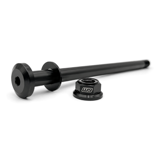 Warp 9 E-Ride Pro 12.9 cryo steel swingarm bolt in black oxide with its washer and flange nut