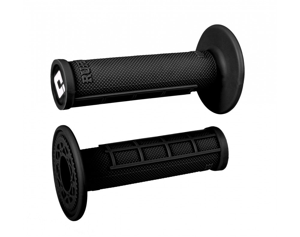 ODI Ruffian half-waffle slip-on grips in black, throttle and clutch side