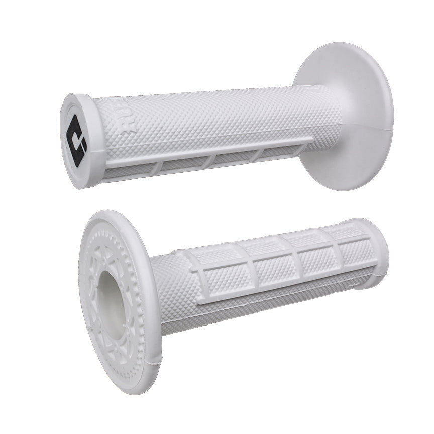 ODI Ruffian half-waffle slip-on grips in Pro-Soft white, throttle and clutch side