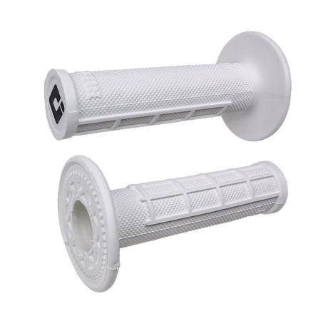 ODI Ruffian half-waffle slip-on grips in Pro-Soft white, throttle and clutch side