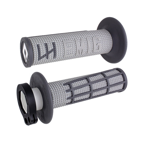 ODI Emig 2.0 V2 lock-on grips in grey and graphite with throttle tube