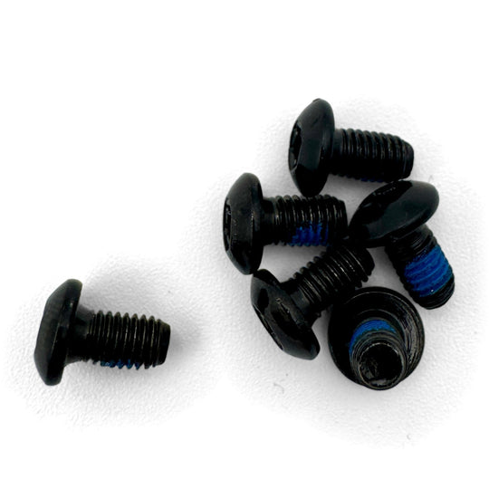 Six black M5 button head Torx rotor bolts with blue thread locker for Surron Light Bee, Talaria and E-Ride Pro
