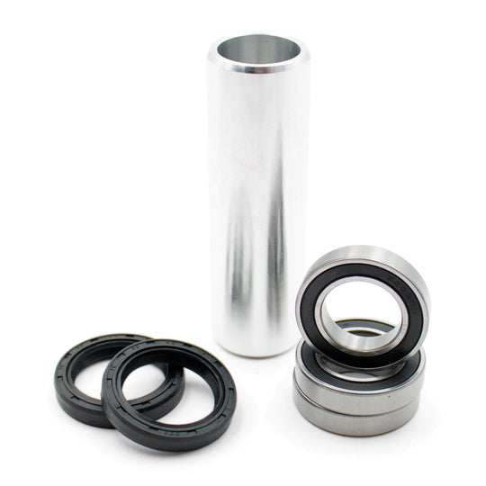 Warp 9 Suzuki RM-Z rear wheel bearing kit: three bearings, two seals and an aluminum distance tube
