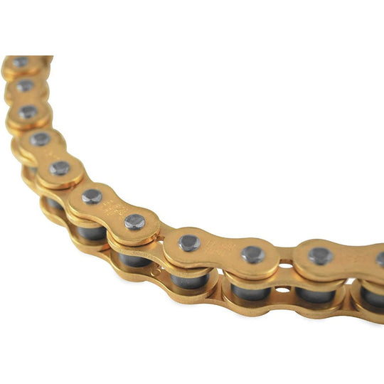 Close-up of the EK 520 MX chain with gold outer plates