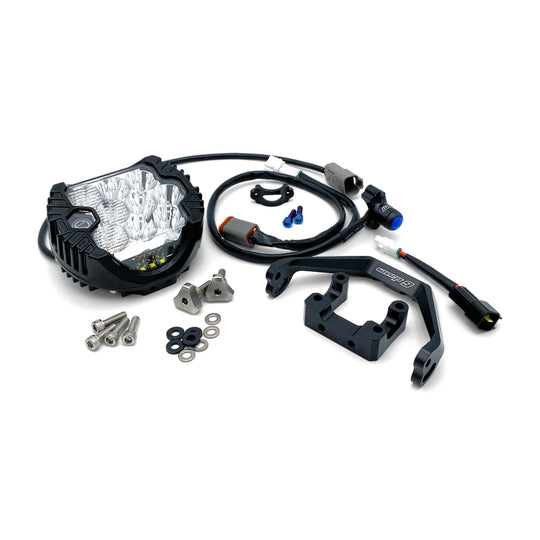 Warp 9 Big Light Kit for Surron, Talaria, E-Ride Pro and Altis Sigma: LED headlight, bracket, harness and switch