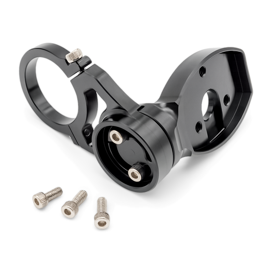 Warp 9 E-Ride Pro billet display mount in black anodized aluminum with its stainless mounting screws