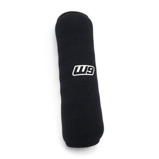 Black neoprene Warp 9 shock cover with white W9 logo