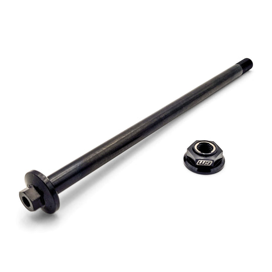 Warp 9 Light Bee swingarm and jackshaft bolt in black oxide 12.9 steel with its Fuji lock nut