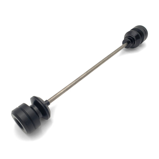 Warp 9 front axle slider: black UHMW spools on a stainless through-rod