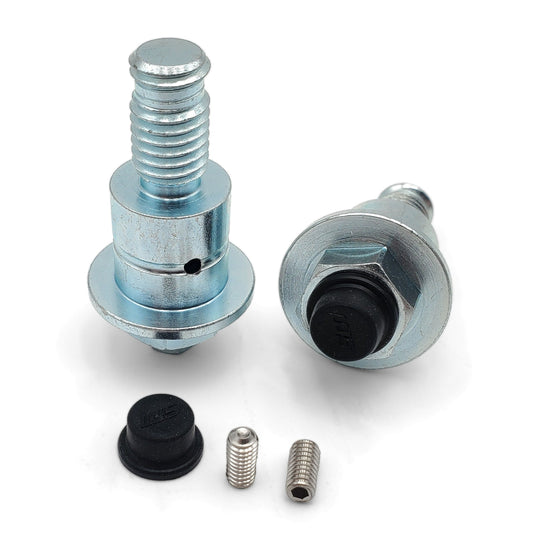 Warp 9 Ultra Bee greaseable triangle pivot bolts in zinc-plated steel with grease caps and set screws