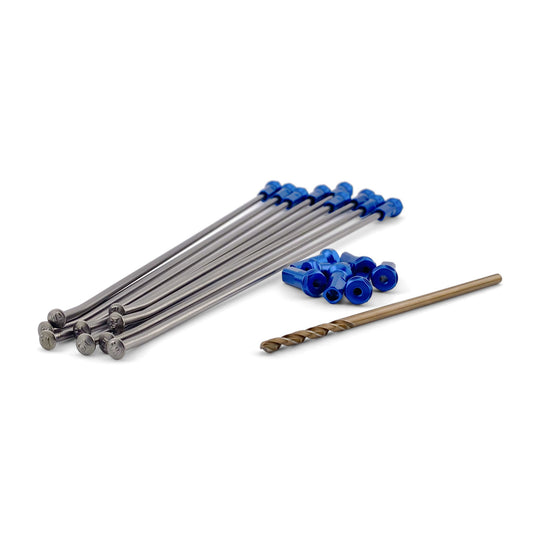 Warp 9 gunmetal titanium spokes with blue anodized nipples