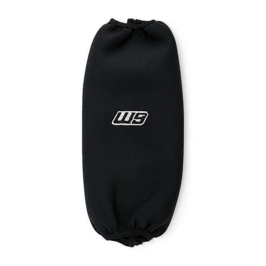 Warp 9 shock cover in black neoprene with a white W9 logo