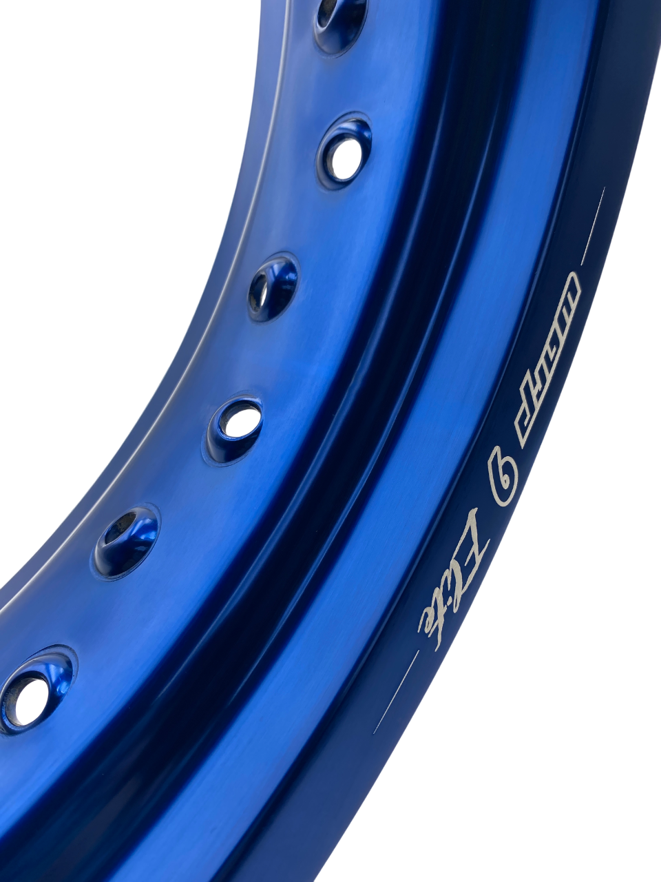 Warp 9 supermoto rim in blue anodized aluminum