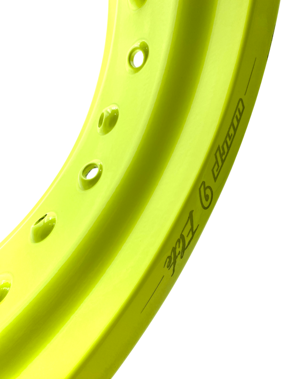 Warp 9 supermoto rim in flo yellow powder coat