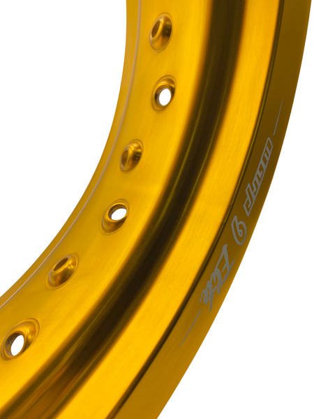 Warp 9 supermoto rim in gold anodized aluminum