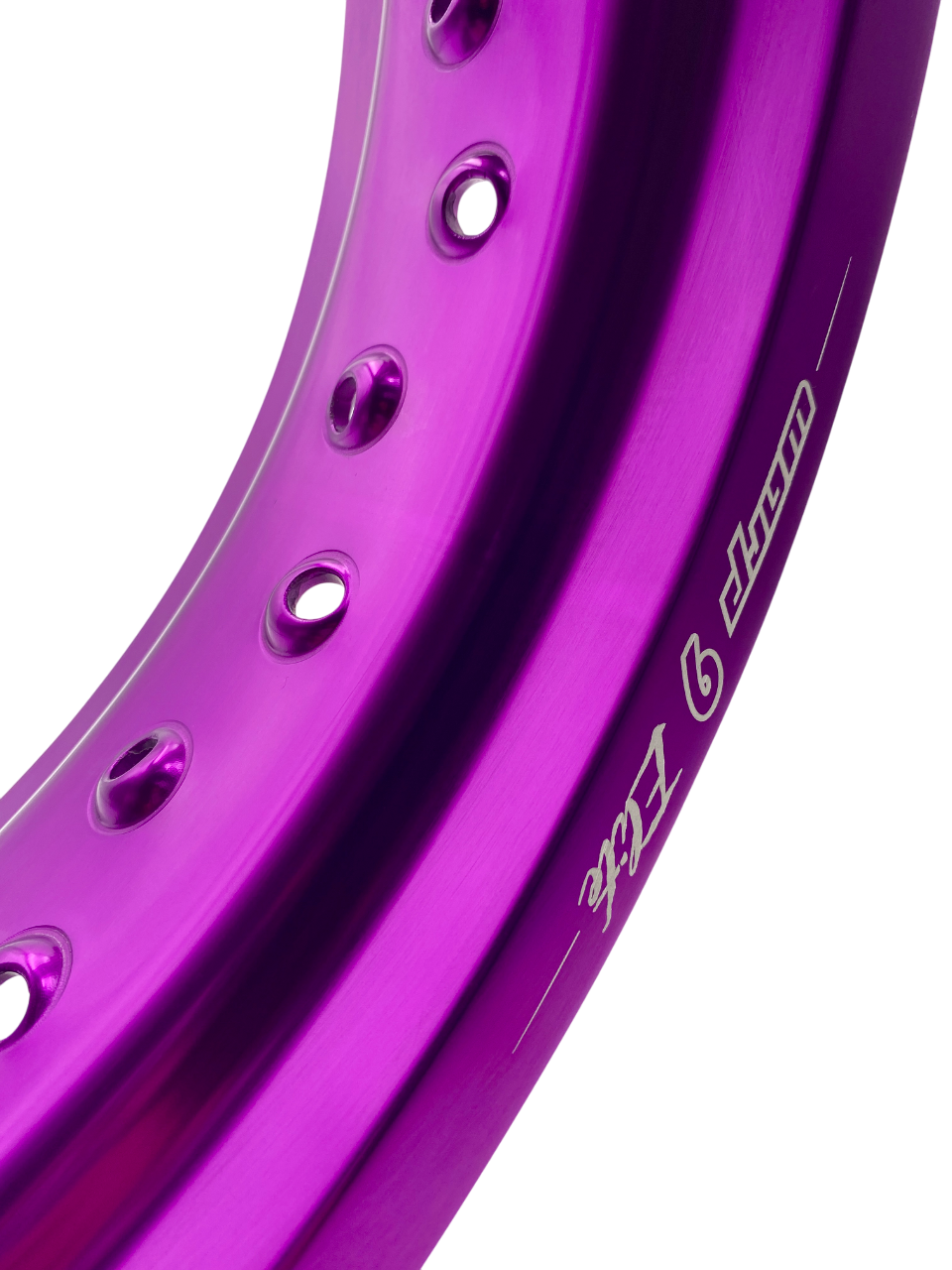 Warp 9 supermoto rim in purple anodized aluminum