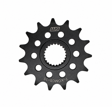 Warp 9 Talaria Komodo countershaft sprocket, 15 tooth, black steel with a splined center and drilled relief holes