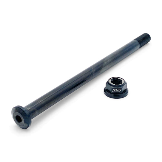 Warp 9 Talaria Sting rear axle in black oxide steel with its flange nut