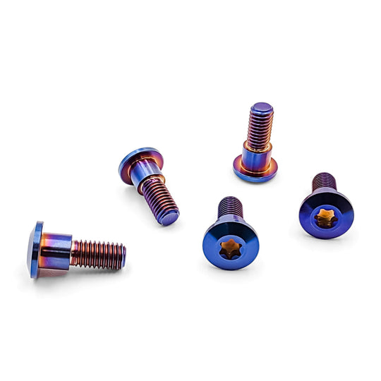 Warp 9 Talaria MX5 titanium rear sprocket bolts in burnt blue with Torx heads