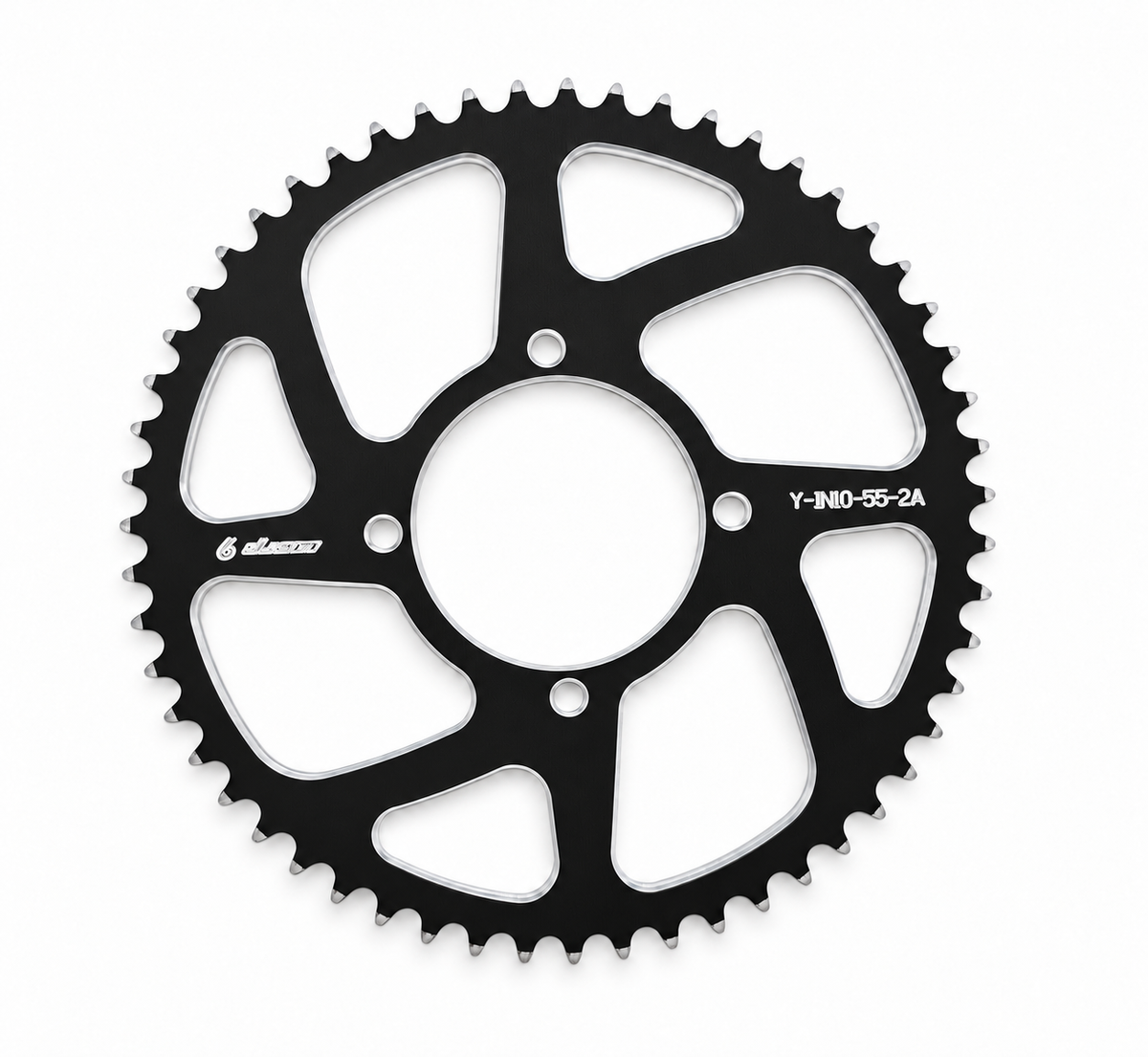 Warp 9 black anodized aluminum rear sprocket for the Yozma IN10 and IN10 Pro, 55 tooth (Y-IN10-55-2A)