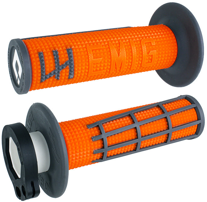 ODI Emig 2.0 V2 lock-on grips in orange and graphite