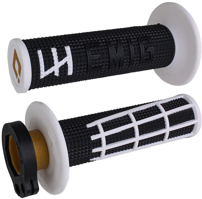 ODI Emig 2.0 V2 lock-on grips in black and white