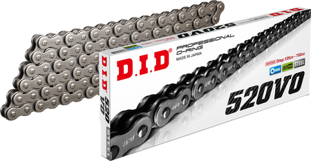 DID 520VO professional O-ring chain in natural steel with its box