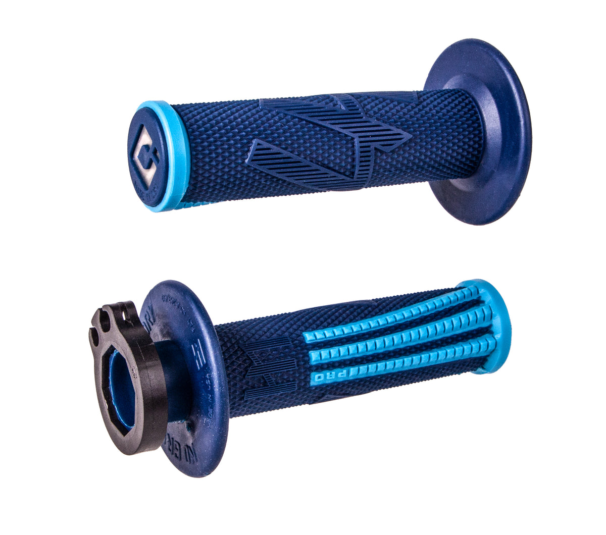 ODI Emig Pro V2 lock-on grips in blue and light blue