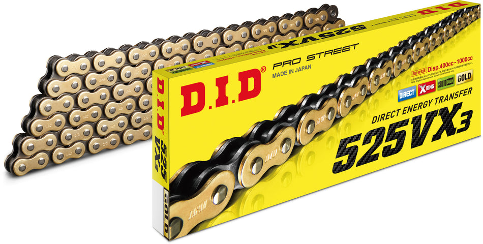 DID 525VX3 X-ring chain in gold and black