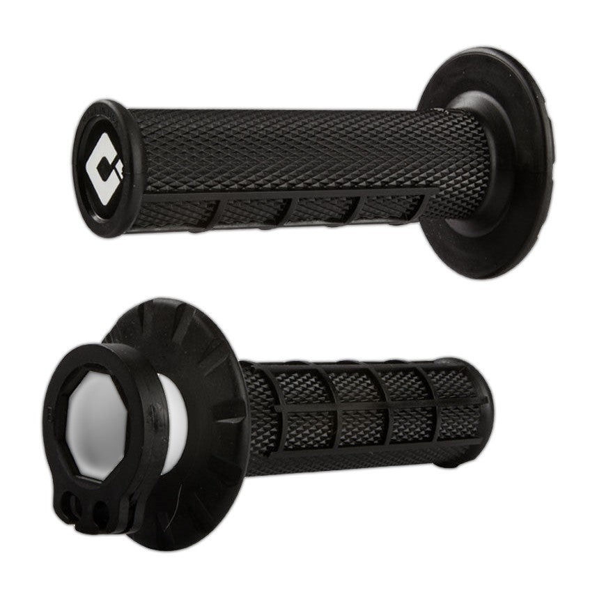 ODI half-waffle V2 lock-on grips in black with throttle tube