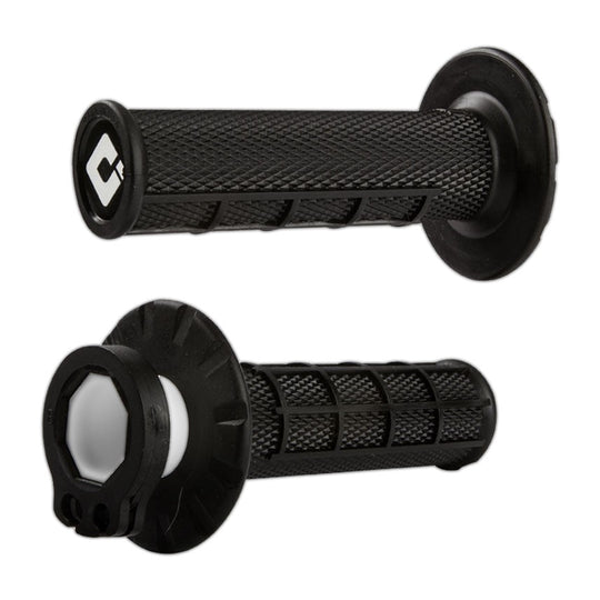 ODI half-waffle V2 lock-on grips in black with throttle tube
