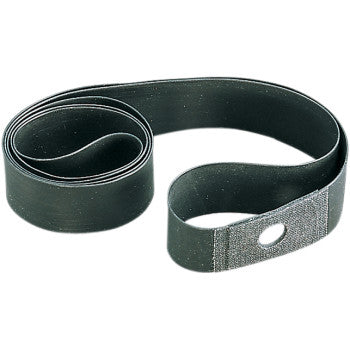Rubber rim strip for a spoked motorcycle wheel