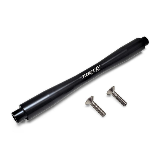 Warp 9 Surron peg brace in black anodized aluminum with two stainless tapered-head bolts