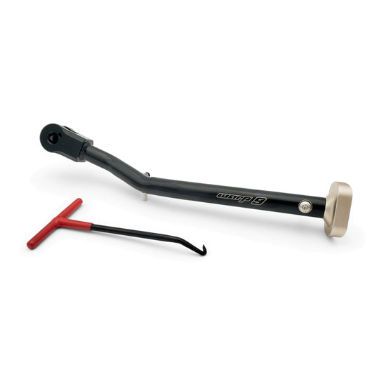 Warp 9 Ultra Bee adjustable kickstand in black with an aluminum foot and a red T-handle spring puller