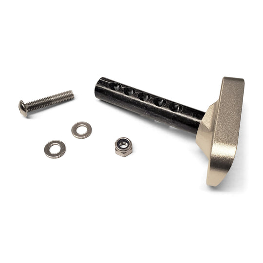 Warp 9 adjustable kickstand foot: an aluminum footpad on a black steel post, with its bolt, nut and washers