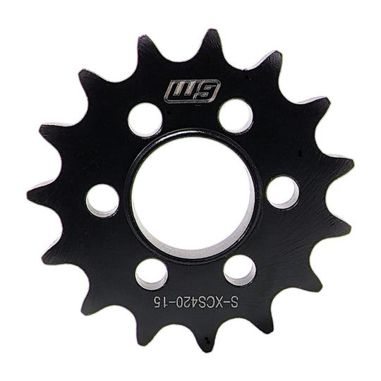 Warp 9 15-tooth jackshaft sprocket in black oxide hardened steel
