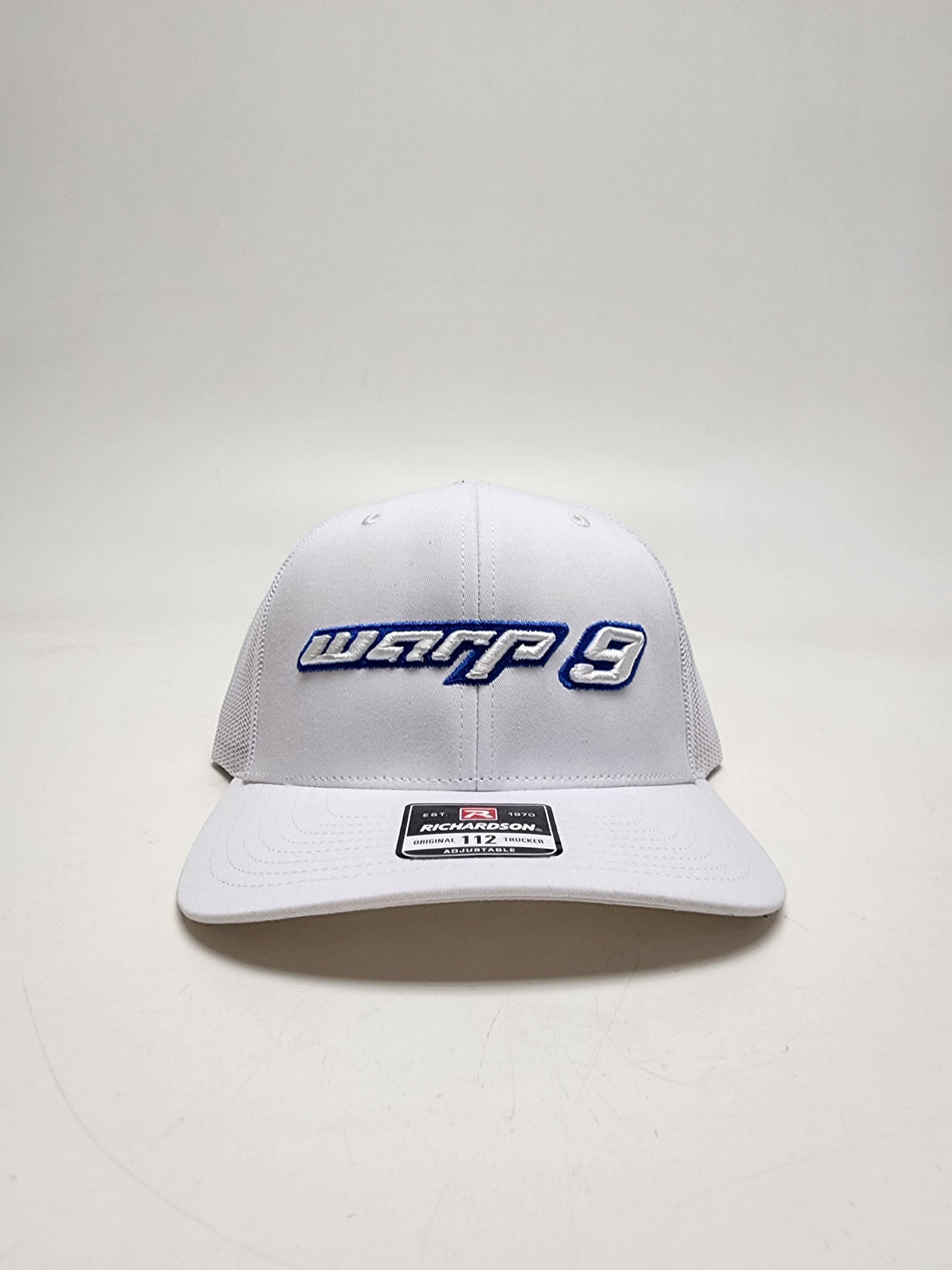 White and Blue W9 Hat